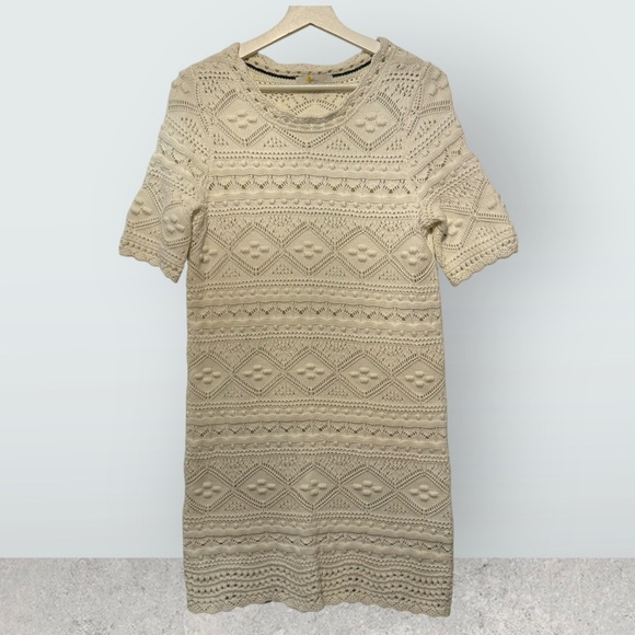 Boden Claudia Textured Knitted Dress In White 6 - Picture 5 of 9